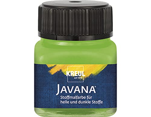KREUL 90960 - Javana Stoffmalfarbe für helle und dunkle Stoffe, 20 ml Glas blattgrün, brillante Farbe auf Wasserbasis, pastoser Charakter, zum Stempeln und Schablonieren, nach Fixierung waschecht KREUL 90960 - Javana Stoffmalfarbe für helle und dunkle Stoffe, 20 ml Glas blattgrün, brillante Farbe auf Wasserbasis, pastoser Charakter, zum Stempeln und Schablonieren, nach Fixierung waschecht von Kreul