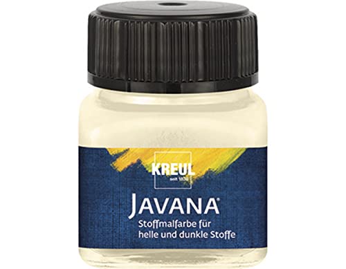 KREUL 90966 - Javana Stoffmalfarbe für helle und dunkle Stoffe, 20 ml Glas vanille, brillante Farbe auf Wasserbasis, pastoser Charakter, zum Stempeln und Schablonieren, nach Fixierung waschecht von Kreul