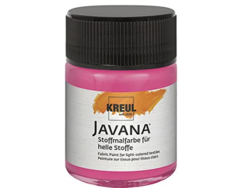 KREUL 91936 - Javana Stoffmalfarbe für helle Stoffe, 50 ml Glas in pink, geschmeidige Farbe auf Wasserbasis mit cremigem Charakter, dringt fasertief ein, waschecht nach Fixierung von Kreul
