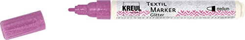 KREUL 92661 - Javana Texi Mäx Glitter, rosé, mit Rundspitze ca. 2 - 4 mm, Stoffmalstift für helle und dunkle Stoffe, mit Glitzereffekt, waschecht nach Fixierung von Kreul