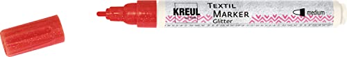 KREUL 92662 - Textil Marker Glitter medium Rot, halbdeckender Stoffmalstift mit Glitzereffekt, Strichstärke circa 2 bis 4 mm, für helle und dunkle Stoffe, waschecht nach Fixierung KREUL 92662 - Textil Marker Glitter medium Rot, halbdeckender Stoffmalstift mit Glitzereffekt, Strichstärke circa 2 bis 4 mm, für helle und dunkle Stoffe, waschecht nach Fixierung von Kreul