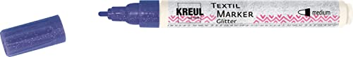 KREUL 92665 - Textil Marker Glitter medium Violett, halbdeckender Stoffmalstift mit Glitzereffekt, Strichstärke circa 2 bis 4 mm, für helle und dunkle Stoffe, waschecht nach Fixierung von Kreul