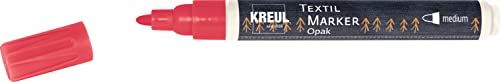 KREUL 92763 - Textil Marker Opak medium, Rot, mit Rundspitze, Strichstärke circa 2 bis 4 mm, deckender Stoffmalstift zum Gestalten von hellen und dunklen Stoffen, waschecht nach Fixierung von Kreul