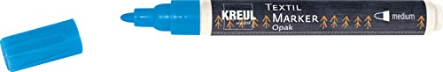 KREUL 92765 - Textil Marker Opak medium, Blau, mit Rundspitze, Strichstärke circa 2 bis 4 mm, deckender Stoffmalstift zum Gestalten von hellen und dunklen Stoffen, waschecht nach Fixierung von Kreul