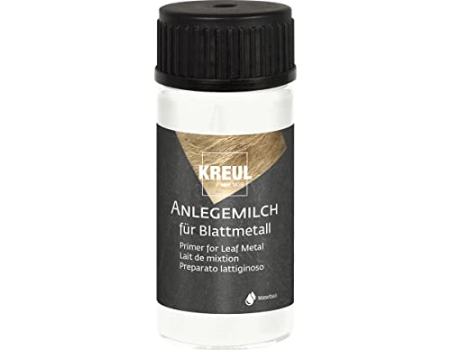 KREUL 99420 - Anlegemilch, 20 ml, Flüssiger Spezialkleber auf Wasserbasis zum Anlegen von Blattmetall, zum Veredeln von DIY-Objekten im Innenbereich von Kreul