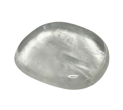 KRIO® - 1 x Flacher Edelstein Scheibenstein Handschmeichler Therapiestein Schmuckstein (Calcit weiß) von KRIO