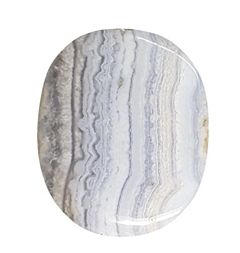 KRIO® - 1 x Flacher Edelstein Scheibenstein Handschmeichler Therapiestein Schmuckstein (Chalcedon) von KRIO