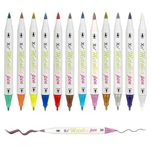 12 Farben Metallic Marker Acrylstifte Set Dual Tip Metallic Stifte Glitzerstifte Acrylfarbstifte Metallischen Marker Acryl-Farbstifte Marker für Keramik für holz, Glas, Keramik Kinder & Erwachsene 12 Farben Metallic Marker Acrylstifte Set Dual Tip Metallic Stifte Glitzerstifte Acrylfarbstifte Metallischen Marker Acryl-Farbstifte Marker für Keramik für holz, Glas, Keramik Kinder & Erwachsene von KRISFD
