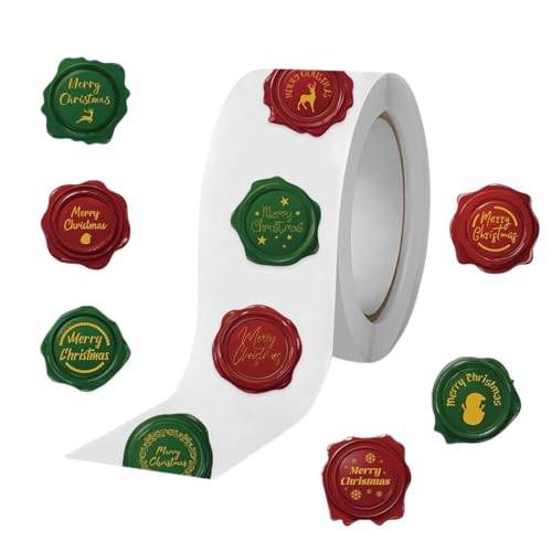 500 Stück/Set "Merry Christmas"-Aufkleber, 2,5 cm, runde Weihnachtsanhänger, geeignet für Geschenke, Backpakete, Umschläge und Schreibwaren-Dekoration von KRJGOERG