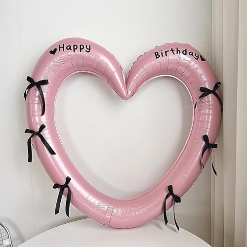 Bogen Herzförmiger Ballon mit Schleife Aufkleber Freundin Geburtstag Party Dekoration Requisiten Hochzeitsdeko von KRJGOERG
