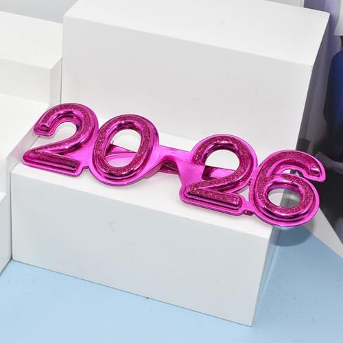 KRJGOERG 2026 Nummerbrille 2026 Happy New Year Brille Diamant Glitzer Sonnenbrille Cosplay Prop Xmas Party Dekoration Lustige Brille von KRJGOERG