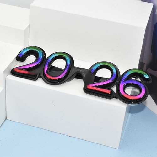 KRJGOERG 2026 Nummerbrille 2026 Happy New Year Brille Diamant Glitzer Sonnenbrille Cosplay Prop Xmas Party Dekoration Lustige Brille von KRJGOERG