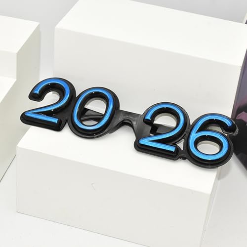 KRJGOERG 2026 Nummerbrille 2026 Happy New Year Brille Diamant Glitzer Sonnenbrille Cosplay Prop Xmas Party Dekoration Lustige Brille von KRJGOERG