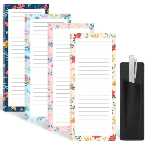 KRJGOERG Magnetischer Kühlschrank-Notizblock mit Blumenmuster, tragbar, abreißbar, Einkaufsliste, Zuhause, Küche, Büro, Planer, 4 Stück von KRJGOERG