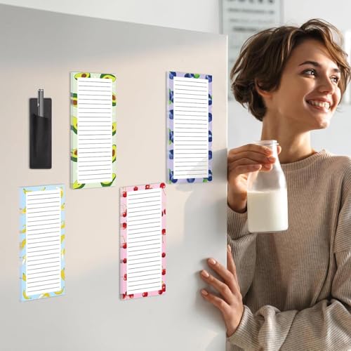 KRJGOERG Magnetischer Kühlschrank-Notizblock mit Blumenmuster, tragbar, abreißbar, Einkaufsliste, Zuhause, Küche, Büro, Planer, 4 Stück von KRJGOERG