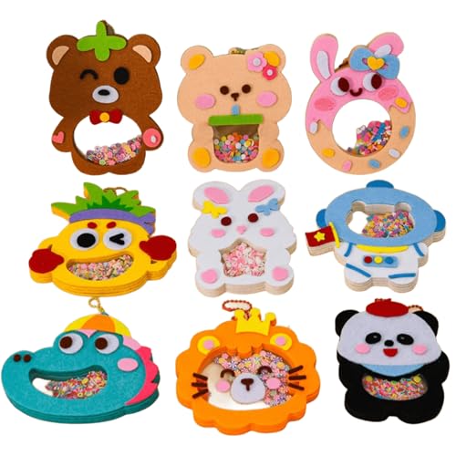 KRJGOERG Shaker-Puzzle, Cartoon-Vlies, Shake-Anhänger, DIY-Material Kits, einfach anzubringen, Zubehör, handgefertigt, 4 Stück von KRJGOERG