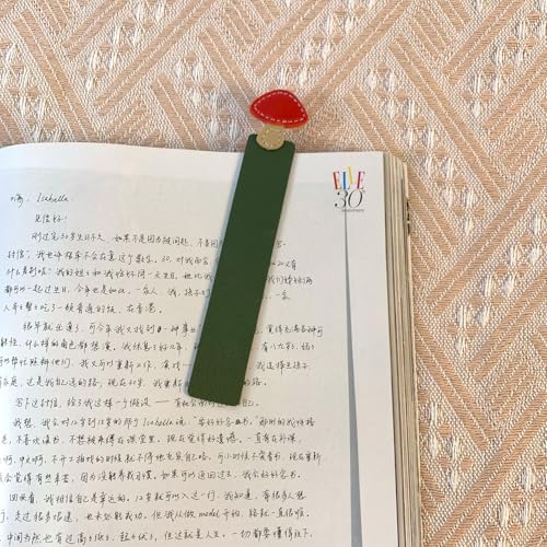 Niedliches Pilzförmiges Lesezeichen, personalisierbar, Pilzkopf, Leder-Lesezeichen, Etikett für Leseliebhaber, Geschenke von KRJGOERG