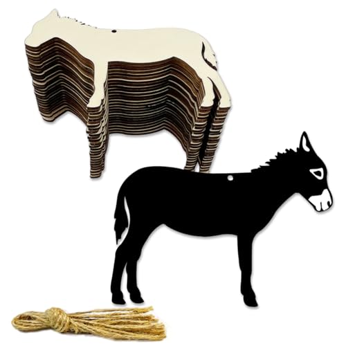 30 Stück 10,2 cm Esel-Holzhandwerk, unlackiertes Holz-Tier-Esel-Ausschnitt-Kunst, DIY-Holzschild. von KRSHEMDE