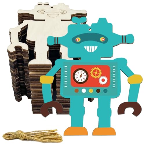 30 Stück 10,2 cm unlackierte hölzerne Roboterförmige Ornamente – DIY Handwerk Ausschnitte 30 Stück 10,2 cm unlackierte hölzerne Roboterförmige Ornamente – DIY Handwerk Ausschnitte von KRSHEMDE