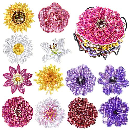 KRUCE 12 PC Diamond Painting Art Untersetzer mit Halter,Flowers Blume DIY Diamond Painting Untersetzer Erwachsene,Untersetzer zum Basteln für Anfänger Kinder Erwachsene Kunst Handwerk Zubehör KRUCE 12 PC Diamond Painting Art Untersetzer mit Halter,Flowers Blume DIY Diamond Painting Untersetzer Erwachsene,Untersetzer zum Basteln für Anfänger Kinder Erwachsene Kunst Handwerk Zubehör von KRUCE