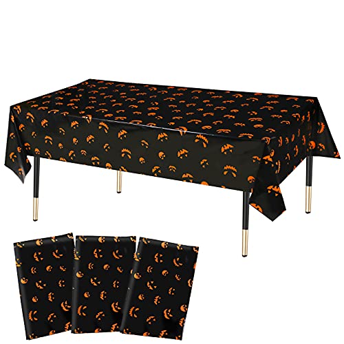 KRUCE 3er Pack Halloween Ghost Party Tischdecken,Ghost Kunststoff Tischdecke,Orange Halloween Ghost Theme Partydekorationen,220 * 130cm von KRUCE