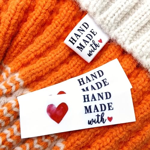 Handgefertigtes Baumwolletikett mit Logo oder Text, Nähzubehör, Anhänger für Stricksachen, personalisierbar, Geschenkanhänger (3# natürlich, 50 Stück) von KRUIJHEU