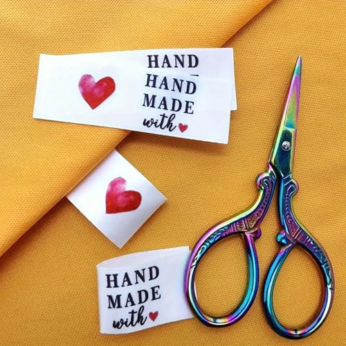 Nähzubehör-Etiketten, Baumwolle mit Logo oder Text, für Stricksachen, personalisierbar, handgefertigt, Geschenkanhänger (1# Weiß, 50 Stück) von KRUIJHEU