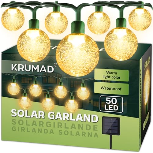 KRUMAD Solarlampen für Außen, 50 LED Dekolichter 7 Meter, Wetterfest, IP65, Akku Glühbirne Garten Deko und Terrasse, Solarleuchten für Außen mit Automatischem Sensor KRUMAD Solarlampen für Außen, 50 LED Dekolichter 7 Meter, Wetterfest, IP65, Akku Glühbirne Garten Deko und Terrasse, Solarleuchten für Außen mit Automatischem Sensor von KRUMAD