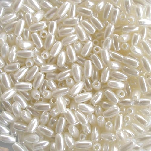 Perlweiß, 3 mm x 6 mm, Kunststoff/Kunstperlen, Haferflocken/Reisperlen, Strang & Lose, 500 Stück Perlweiß, 3 mm x 6 mm, Kunststoff/Kunstperlen, Haferflocken/Reisperlen, Strang & Lose, 500 Stück von KRUPOVIUS