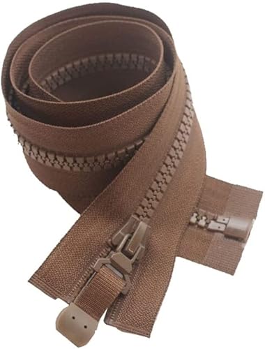 KRXSOBNV, 1 Stück 6# Harz-Reißverschlüsse, doppelseitiger Schieber, 64–100 cm offener Reißverschluss for Manteltaschen, Reparaturreißverschluss,Reißverschlüsse(Coffee,100cm) von KRXSOBNV