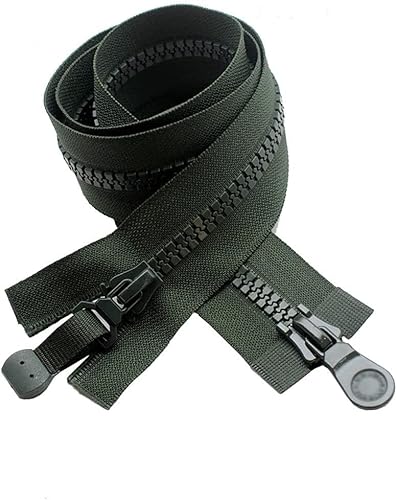 KRXSOBNV, 1 Stück 6# Harz-Reißverschlüsse, doppelseitiger Schieber, 64–100 cm offener Reißverschluss for Manteltaschen, Reparaturreißverschluss,Reißverschlüsse(Grün,64cm) von KRXSOBNV