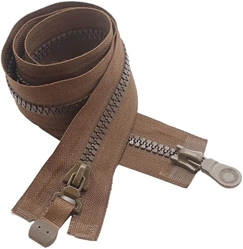 KRXSOBNV, 1 Stück 6# Harz-Reißverschlüsse, doppelseitiger Schieber, 64–100 cm offener Reißverschluss for Manteltaschen, Reparaturreißverschluss,Reißverschlüsse(Khaki,70cm) von KRXSOBNV