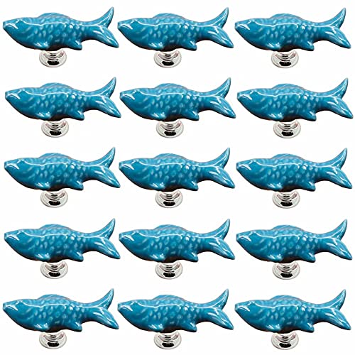 KRXSOBNV, 15 Stück Kommode Schublade Schrank Knöpfe, Türgriff Keramik Möbelgriffe,Keramische Griffe(Blue) von KRXSOBNV