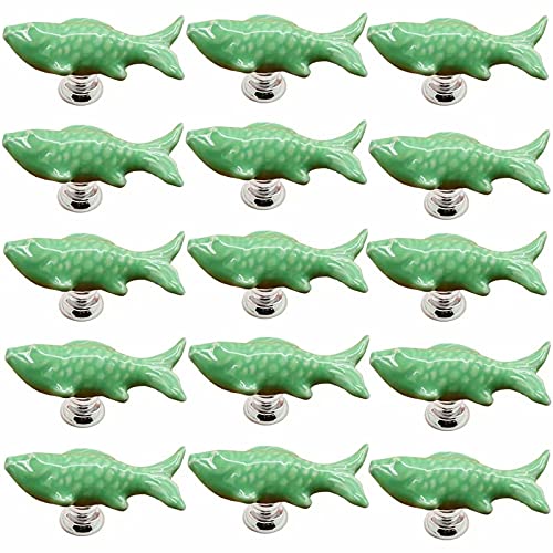 KRXSOBNV, 15 Stück Kommode Schublade Schrank Knöpfe, Türgriff Keramik Möbelgriffe,Keramische Griffe(Green) von KRXSOBNV