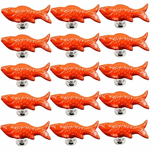 KRXSOBNV, 15 Stück Kommode Schublade Schrank Knöpfe, Türgriff Keramik Möbelgriffe,Keramische Griffe(Orange) von KRXSOBNV