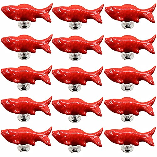 KRXSOBNV, 15 Stück Kommode Schublade Schrank Knöpfe, Türgriff Keramik Möbelgriffe,Keramische Griffe(Red) von KRXSOBNV