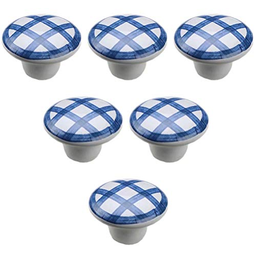 KRXSOBNV, 6 Stück Möbelknöpfe, Moderne Schrank- und Schubladengriffe, Gittermuster, Ziehgriff,Keramische Griffe(Blue) von KRXSOBNV