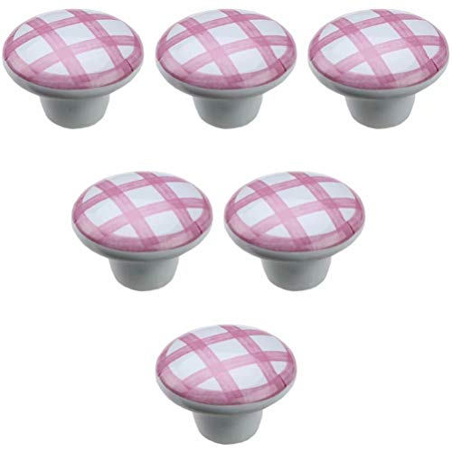 KRXSOBNV, 6 Stück Möbelknöpfe, Moderne Schrank- und Schubladengriffe, Gittermuster, Ziehgriff,Keramische Griffe(Pink) von KRXSOBNV