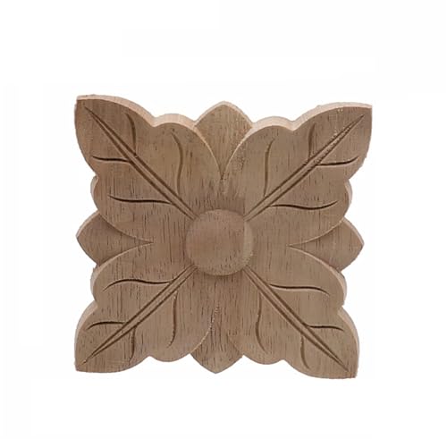 KRXSOBNV, Holz geschnitzte Formteile, Wandskulpturen Spiegel 2 Stück Vintage Unbemalte Aufkleber Ecke Stoffrahmen Möbelschrank dekorative Holz Miniatur Handwerk,Holzdekorationen(5cmx5cm) von KRXSOBNV