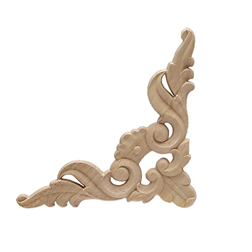 KRXSOBNV, Holzschnitzleisten, Eckapplikation unlackierten Rahmen Küchenschrank Wohnmöbelaufkleber Deko-Handwerk,Holzdekoration(15cm) von KRXSOBNV