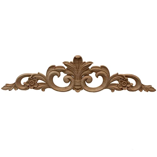KRXSOBNV, Holzschnitzleisten, Einbauschränke Zubehör für Innendekoration aus Holz Holztüren und Fensterschränke Kleine dekorative Blumenapplikation Mini,Holzdekoration(50X12cm) von KRXSOBNV