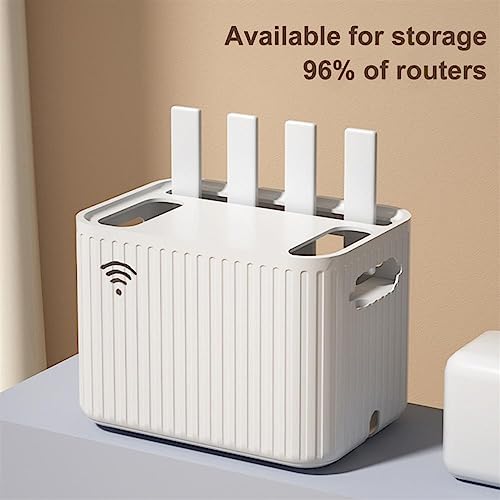 KRXSOBNV, Kabelmanagementbox, Kunststoff-Sortierbox for Netzwerkkabel, verschleißfest, Kabelaufbewahrungskoffer, WiFi-Router-Container, platzsparend, Kabel-Ordnungsbox ，WiFi-Organisator(White) von KRXSOBNV