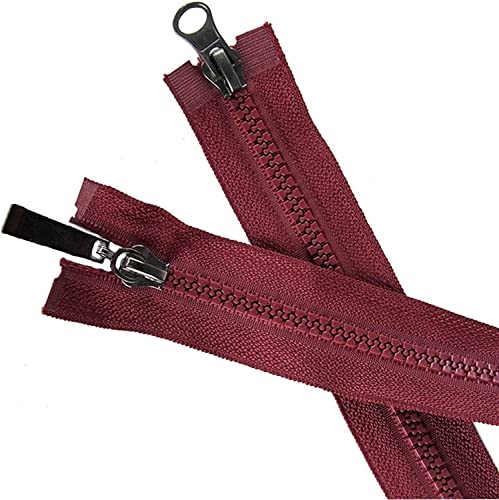 KRXSOBNV, Kunststoff-Reißverschluss, Reißverschluss-Doppelschieber-Reißverschlüsse mit offenem Ende for Nähen, 1 Stück 5# 80 cm Reißverschluss for Nähen,Reißverschlüsse(Burgundy) von KRXSOBNV