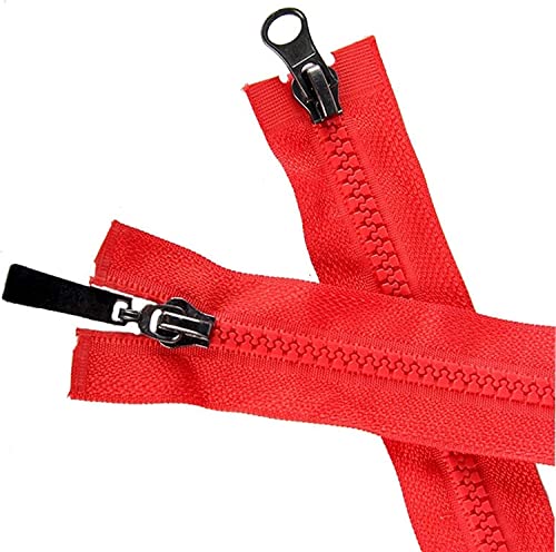 KRXSOBNV, Kunststoff-Reißverschluss, Reißverschluss-Doppelschieber-Reißverschlüsse mit offenem Ende for Nähen, 1 Stück 5# 80 cm Reißverschluss for Nähen,Reißverschlüsse(Red) von KRXSOBNV