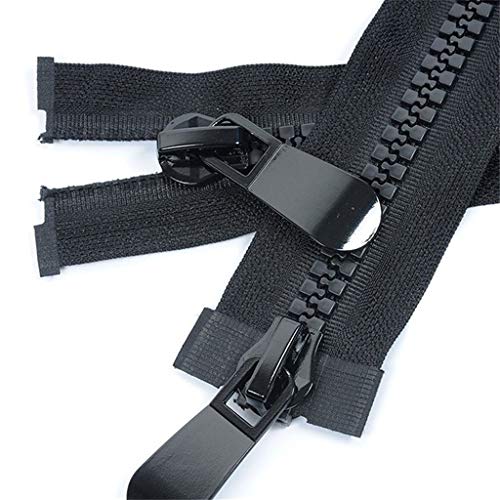 KRXSOBNV, Nr. 8 Harz-Doppelöffnung, großer Reißverschluss, Lange Jackenreißverschlüsse, Nähen von Doppelkopf-Heimtextilien for DIY-Modeaccessoires, 1 Stück,Reißverschlüsse(Black 90cm,90cm) von KRXSOBNV