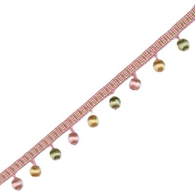 KRXSOBNV, Perlen zum Aufhängen, Kugelquaste, Fransenbordüre, 2,7 m, hängende Kugelquaste, Fransenborte für Bastelarbeiten, Vorhang, Sofa, Tischdekoration, Quasten-Dekoration (Roze) von KRXSOBNV