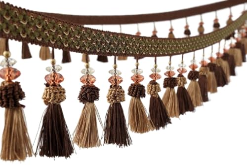 KRXSOBNV, Perlenquaste zum Aufhängen, Fransenborte, 2 m lang, geflochtene Perlenquaste, Anhänger, Fransenborte zum Nähen, Basteln, Zuhause, Vorhang, Sofa, dekoratives Band, Quasten-Dekoration KRXSOBNV, Perlenquaste zum Aufhängen, Fransenborte, 2 m lang, geflochtene Perlenquaste, Anhänger, Fransenborte zum Nähen, Basteln, Zuhause, Vorhang, Sofa, dekoratives Band, Quasten-Dekoration von KRXSOBNV