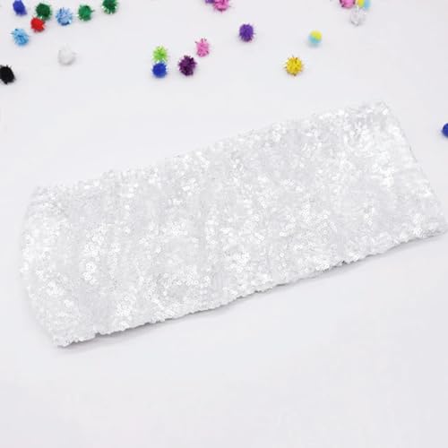 KRXSOBNV 10/50 Stück Gold Pailletten Stuhlschärpen Splitter Party Stuhl Dekor Stuhlband Hochzeit Gestreckte Stühle Schleife for Veranstaltungen Bankett Party(Matte White,10 pcs) von KRXSOBNV