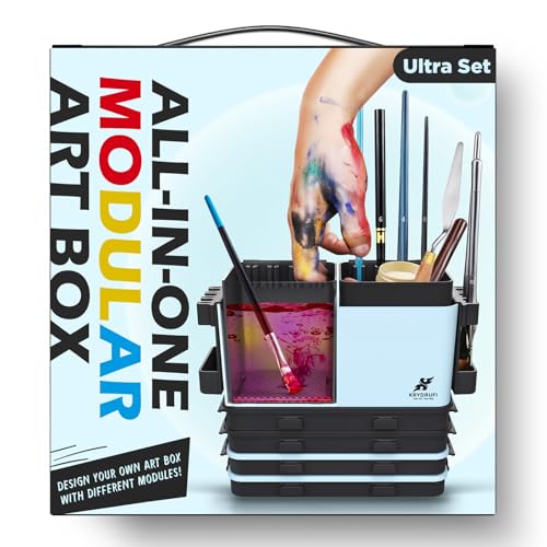 KRYDRUFI Tragbare All-in-One modulare Malstation mit Pinselreiniger und Halterungen, Nassfarbpalette mit Deckel für Miniaturmalerei und Acrylfarben KRYDRUFI Tragbare All-in-One modulare Malstation mit Pinselreiniger und Halterungen, Nassfarbpalette mit Deckel für Miniaturmalerei und Acrylfarben von KRYDRUFI