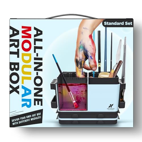 KRYDRUFI Tragbare All-in-One modulare Malstation mit Pinselreiniger und Halterungen, Nassfarbpalette mit Deckel für Miniaturmalerei und Acrylfarben KRYDRUFI Tragbare All-in-One modulare Malstation mit Pinselreiniger und Halterungen, Nassfarbpalette mit Deckel für Miniaturmalerei und Acrylfarben von KRYDRUFI